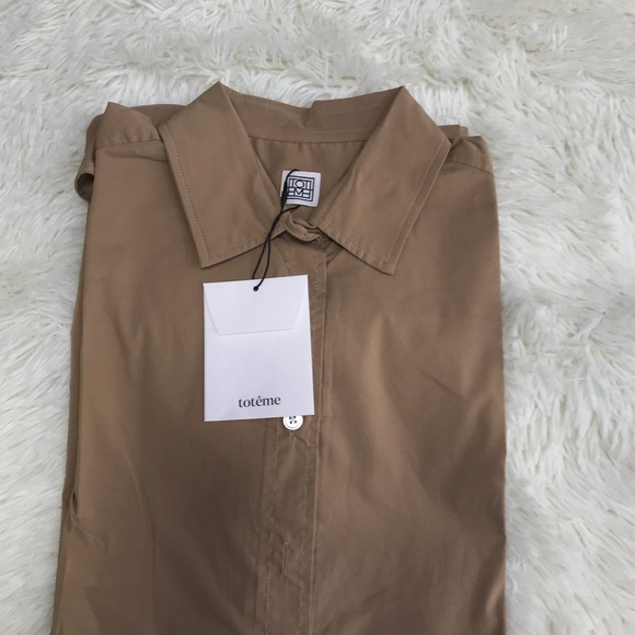 Toteme Tan Cotton Button-Down Shirt - Picture 5 of 5